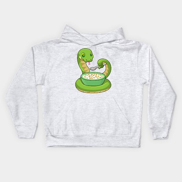 Snake at Eating with Muesli Kids Hoodie by Markus Schnabel